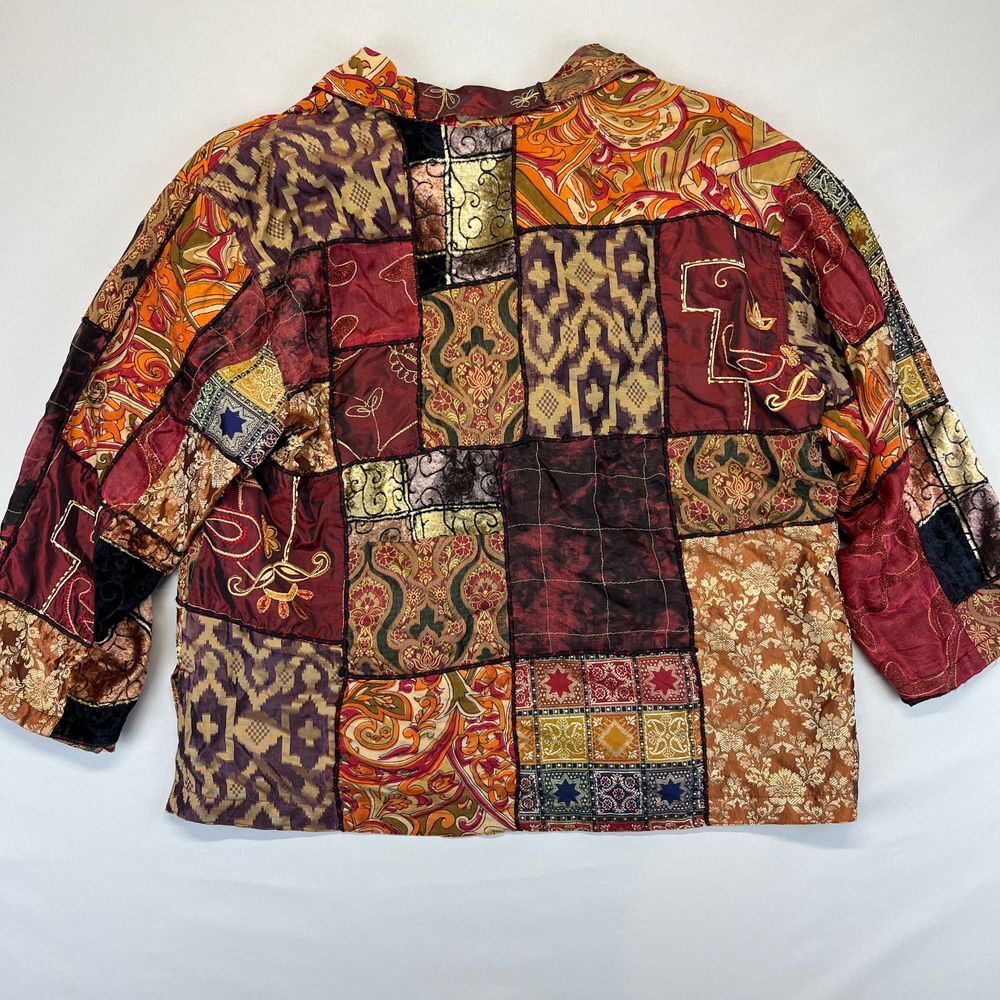 Chicos Patchwork Quilted Jacket Boho Paisley Flor… - image 4